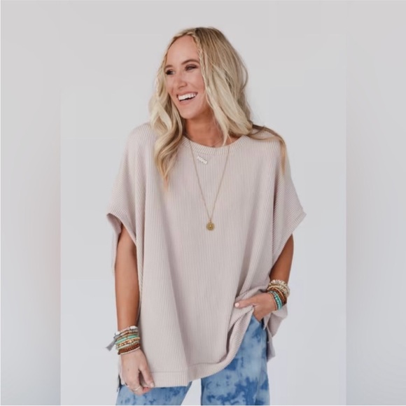 Three Bird Nest The Nest Moon Glow Texture Knit Top Women’s Small in Oat - Picture 1 of 14